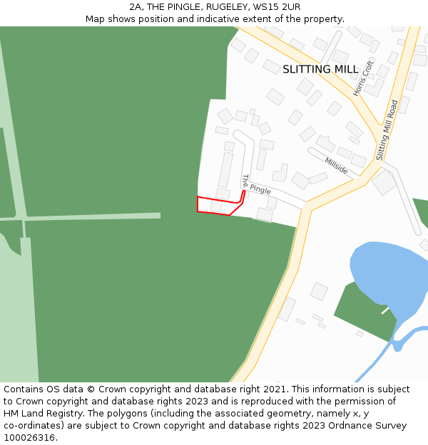 2A, THE PINGLE, RUGELEY, WS15 2UR: Location map and indicative extent of plot