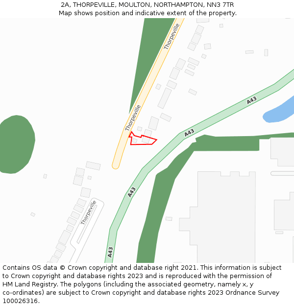 2A, THORPEVILLE, MOULTON, NORTHAMPTON, NN3 7TR: Location map and indicative extent of plot