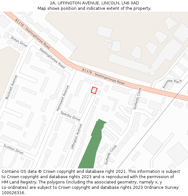2A, UFFINGTON AVENUE, LINCOLN, LN6 0AD: Location map and indicative extent of plot