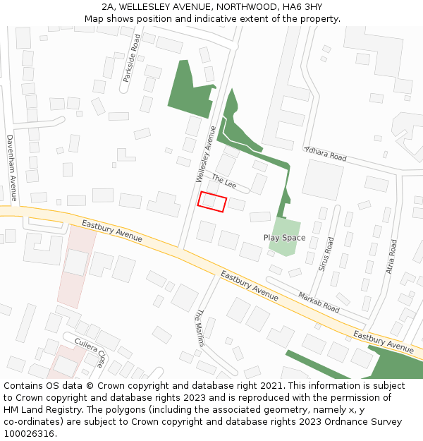 2A, WELLESLEY AVENUE, NORTHWOOD, HA6 3HY: Location map and indicative extent of plot