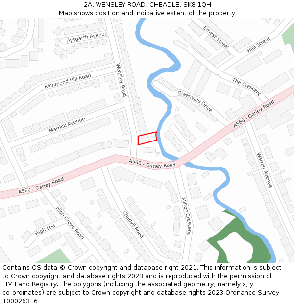 2A, WENSLEY ROAD, CHEADLE, SK8 1QH: Location map and indicative extent of plot