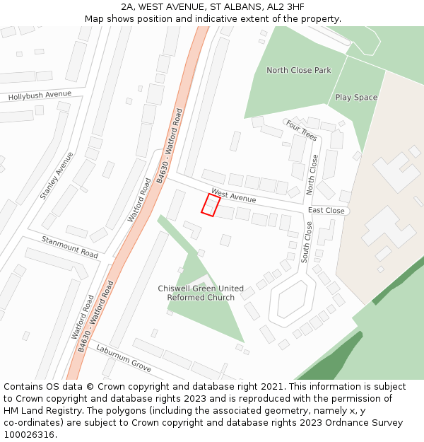 2A, WEST AVENUE, ST ALBANS, AL2 3HF: Location map and indicative extent of plot