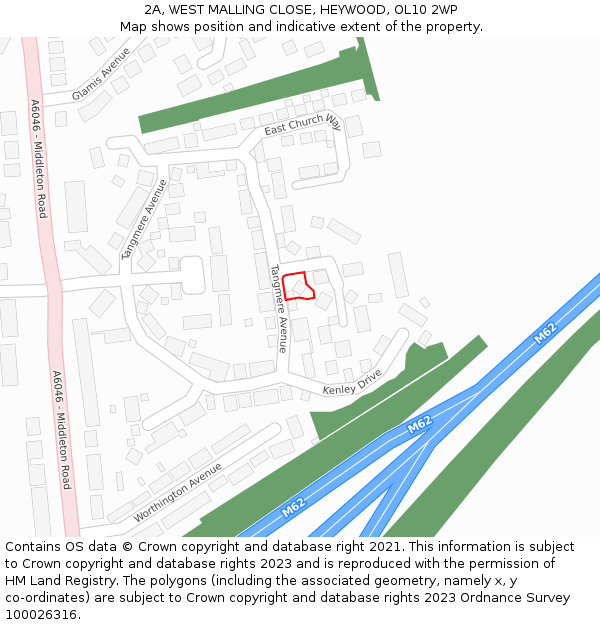 2A, WEST MALLING CLOSE, HEYWOOD, OL10 2WP: Location map and indicative extent of plot