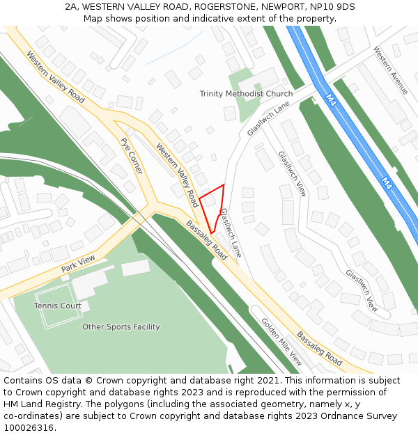 2A, WESTERN VALLEY ROAD, ROGERSTONE, NEWPORT, NP10 9DS: Location map and indicative extent of plot