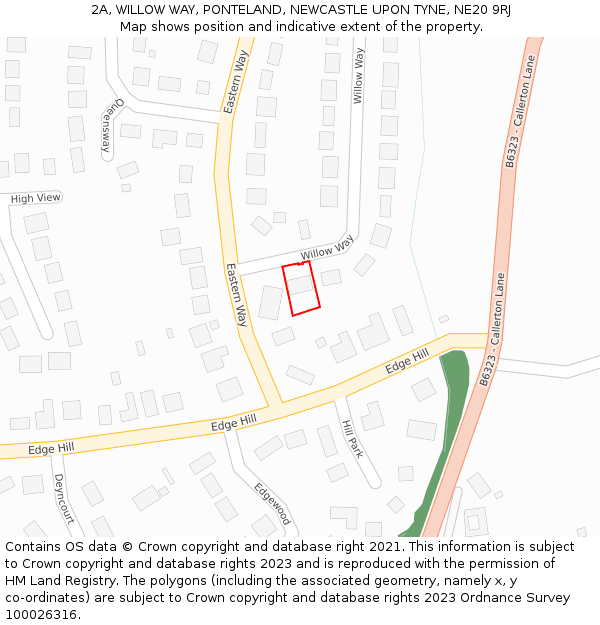 2A, WILLOW WAY, PONTELAND, NEWCASTLE UPON TYNE, NE20 9RJ: Location map and indicative extent of plot
