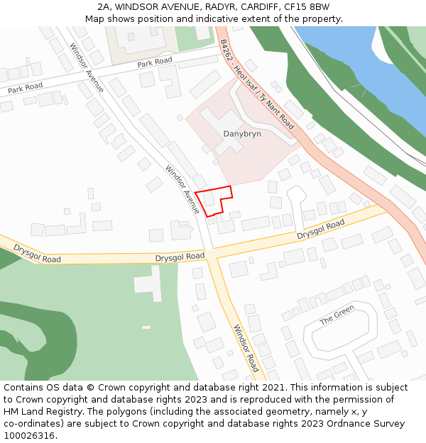 2A, WINDSOR AVENUE, RADYR, CARDIFF, CF15 8BW: Location map and indicative extent of plot