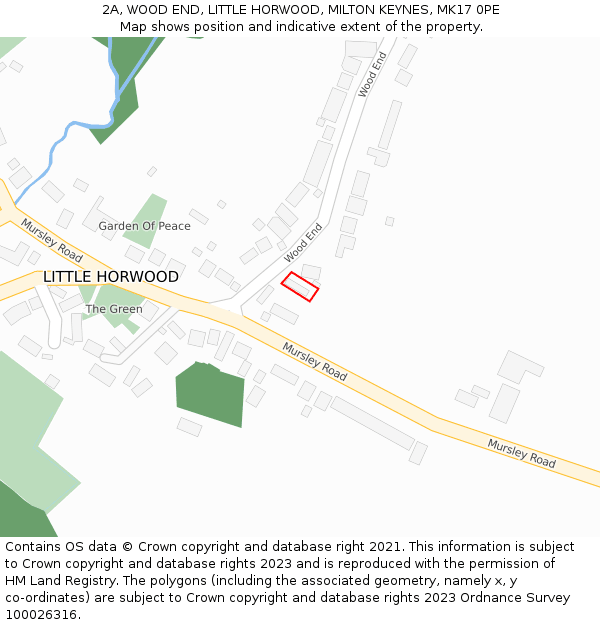 2A, WOOD END, LITTLE HORWOOD, MILTON KEYNES, MK17 0PE: Location map and indicative extent of plot