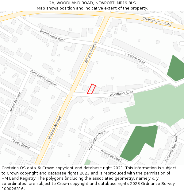 2A, WOODLAND ROAD, NEWPORT, NP19 8LS: Location map and indicative extent of plot