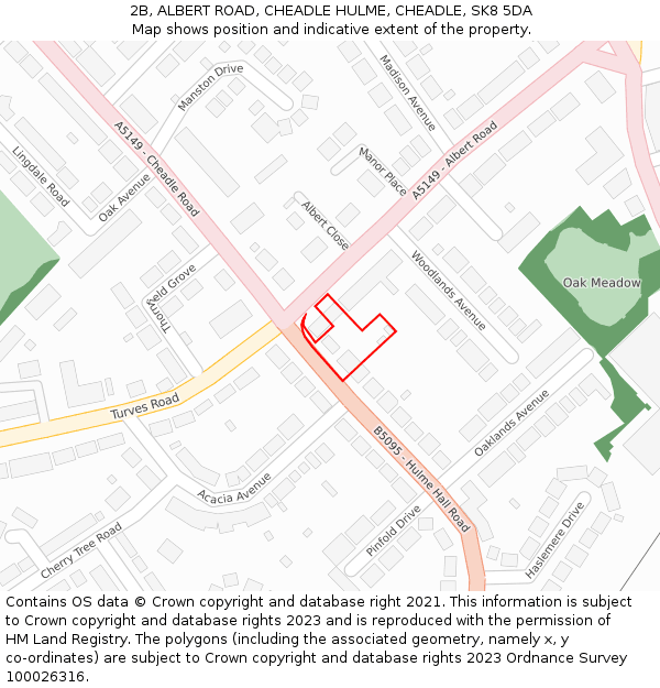 2B, ALBERT ROAD, CHEADLE HULME, CHEADLE, SK8 5DA: Location map and indicative extent of plot