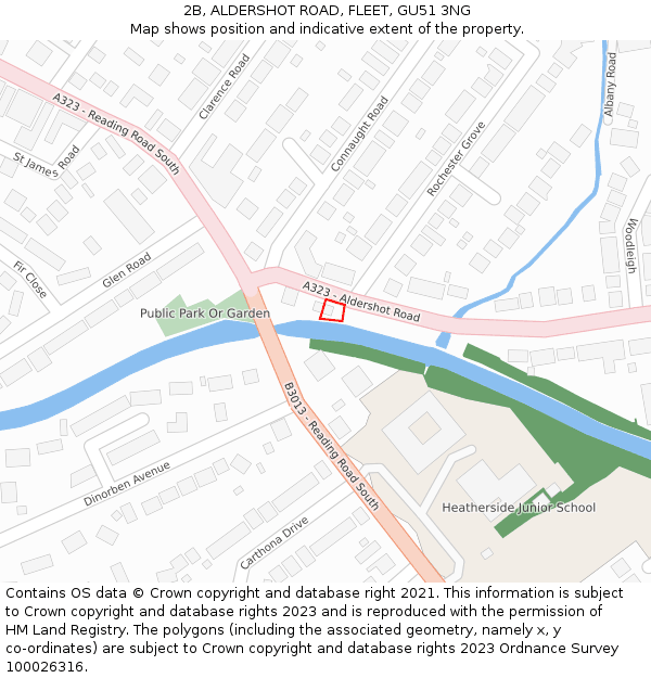 2B, ALDERSHOT ROAD, FLEET, GU51 3NG: Location map and indicative extent of plot