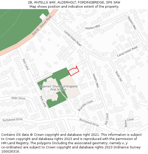 2B, ANTELLS WAY, ALDERHOLT, FORDINGBRIDGE, SP6 3AW: Location map and indicative extent of plot