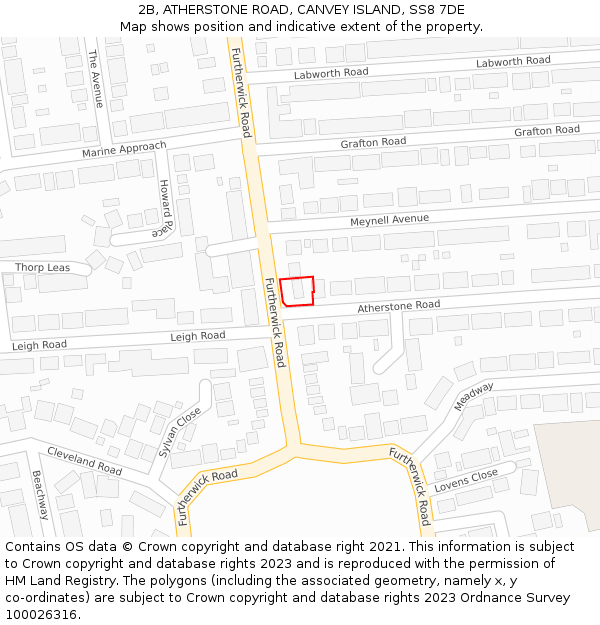 2B, ATHERSTONE ROAD, CANVEY ISLAND, SS8 7DE: Location map and indicative extent of plot