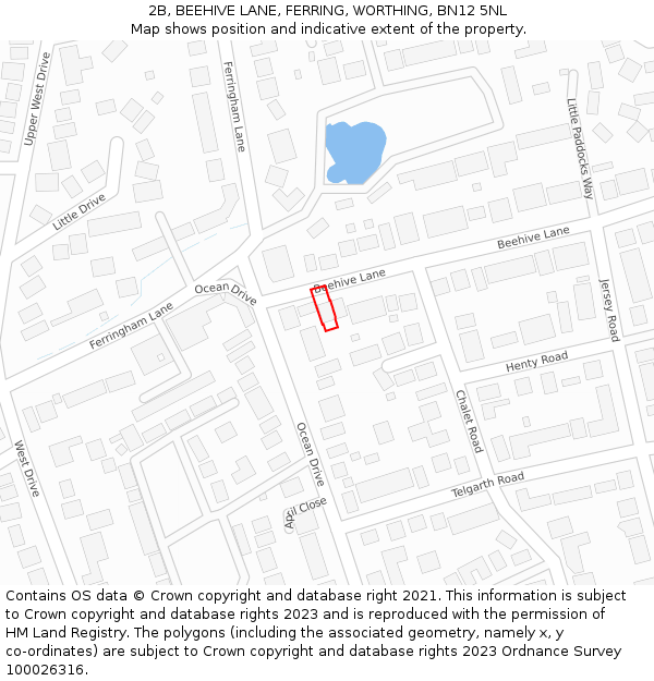 2B, BEEHIVE LANE, FERRING, WORTHING, BN12 5NL: Location map and indicative extent of plot