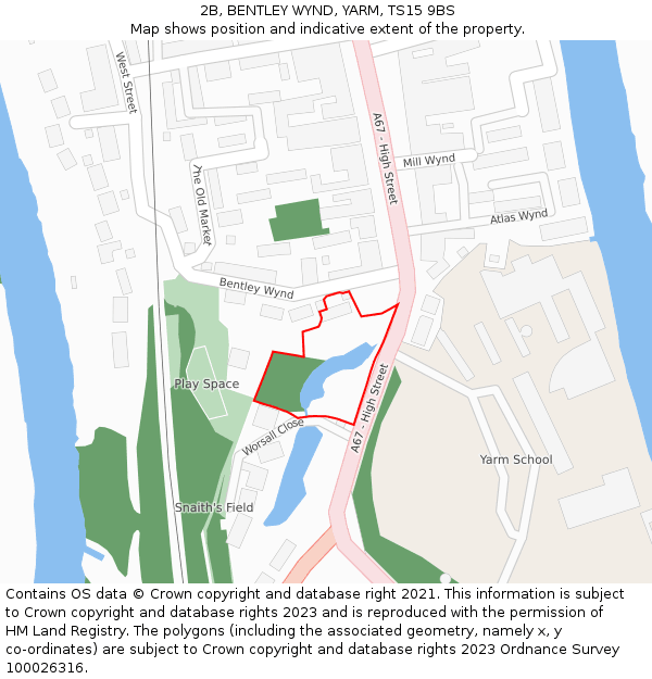 2B, BENTLEY WYND, YARM, TS15 9BS: Location map and indicative extent of plot