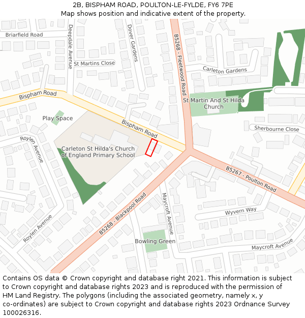 2B, BISPHAM ROAD, POULTON-LE-FYLDE, FY6 7PE: Location map and indicative extent of plot