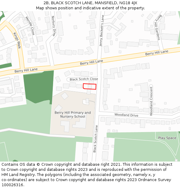 2B, BLACK SCOTCH LANE, MANSFIELD, NG18 4JX: Location map and indicative extent of plot