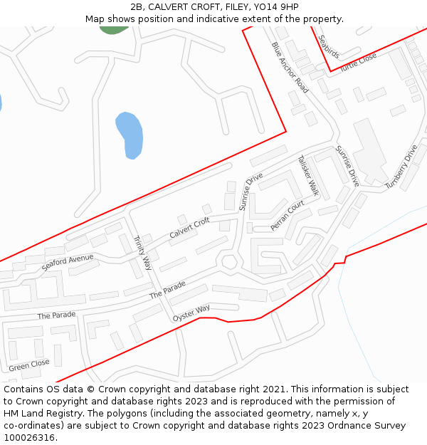 2B, CALVERT CROFT, FILEY, YO14 9HP: Location map and indicative extent of plot