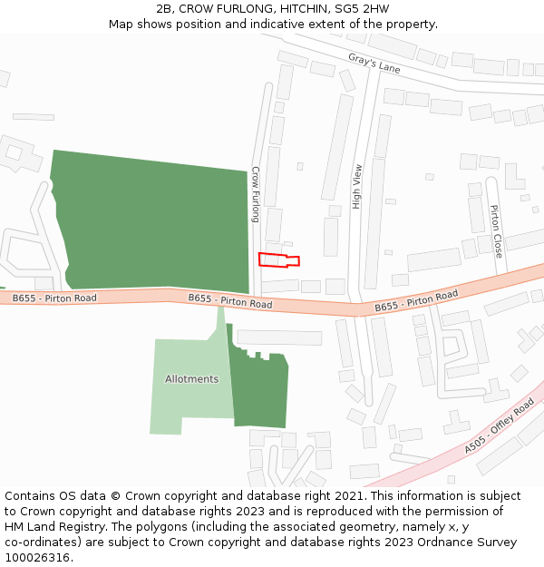 2B, CROW FURLONG, HITCHIN, SG5 2HW: Location map and indicative extent of plot