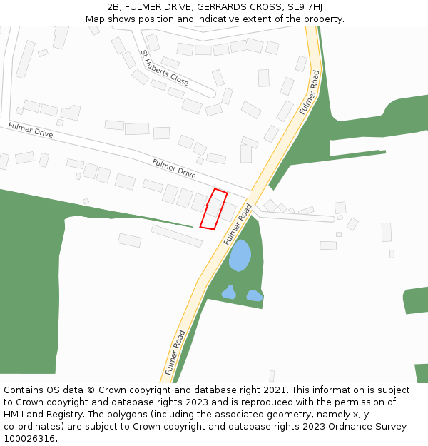 2B, FULMER DRIVE, GERRARDS CROSS, SL9 7HJ: Location map and indicative extent of plot