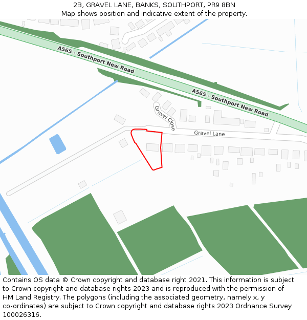 2B, GRAVEL LANE, BANKS, SOUTHPORT, PR9 8BN: Location map and indicative extent of plot