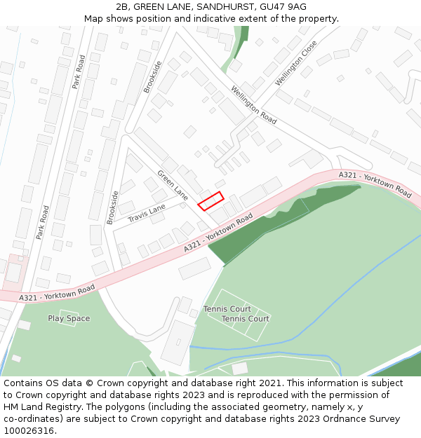 2B, GREEN LANE, SANDHURST, GU47 9AG: Location map and indicative extent of plot
