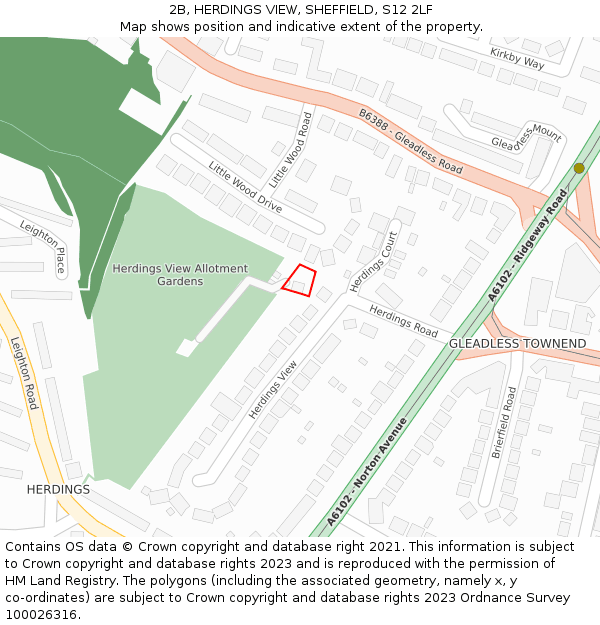2B, HERDINGS VIEW, SHEFFIELD, S12 2LF: Location map and indicative extent of plot