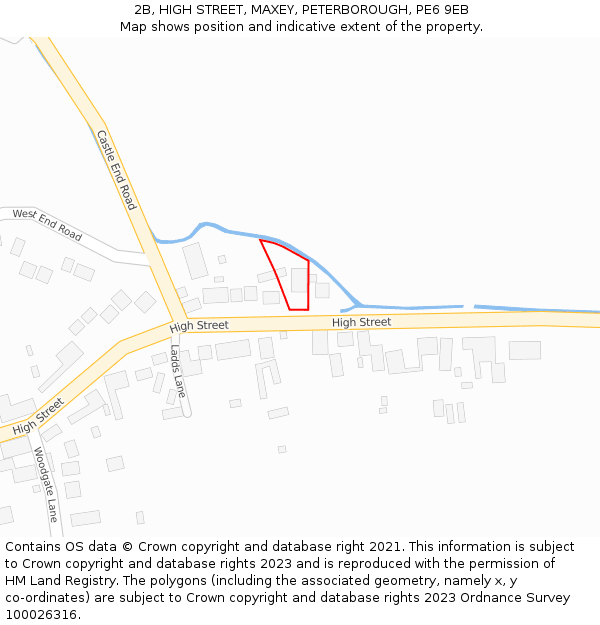 2B, HIGH STREET, MAXEY, PETERBOROUGH, PE6 9EB: Location map and indicative extent of plot