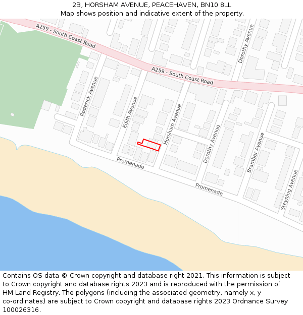 2B, HORSHAM AVENUE, PEACEHAVEN, BN10 8LL: Location map and indicative extent of plot