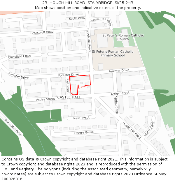 2B, HOUGH HILL ROAD, STALYBRIDGE, SK15 2HB: Location map and indicative extent of plot