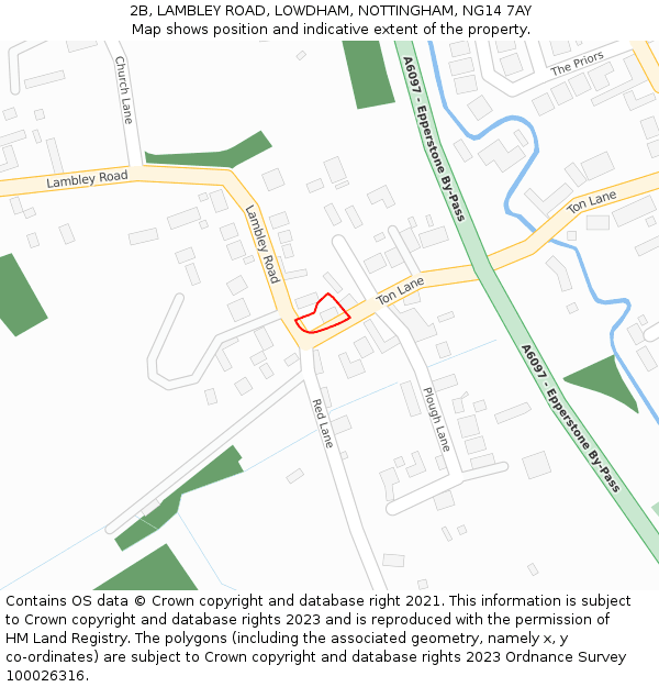 2B, LAMBLEY ROAD, LOWDHAM, NOTTINGHAM, NG14 7AY: Location map and indicative extent of plot