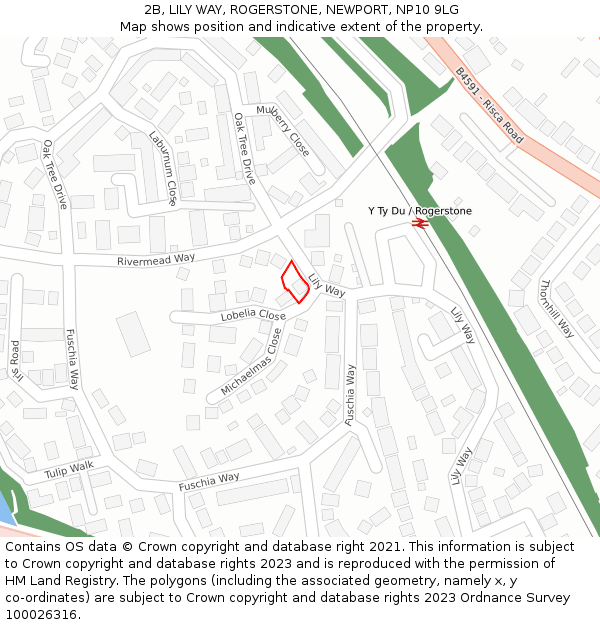 2B, LILY WAY, ROGERSTONE, NEWPORT, NP10 9LG: Location map and indicative extent of plot