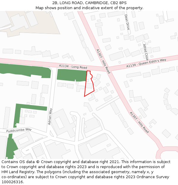 2B, LONG ROAD, CAMBRIDGE, CB2 8PS: Location map and indicative extent of plot