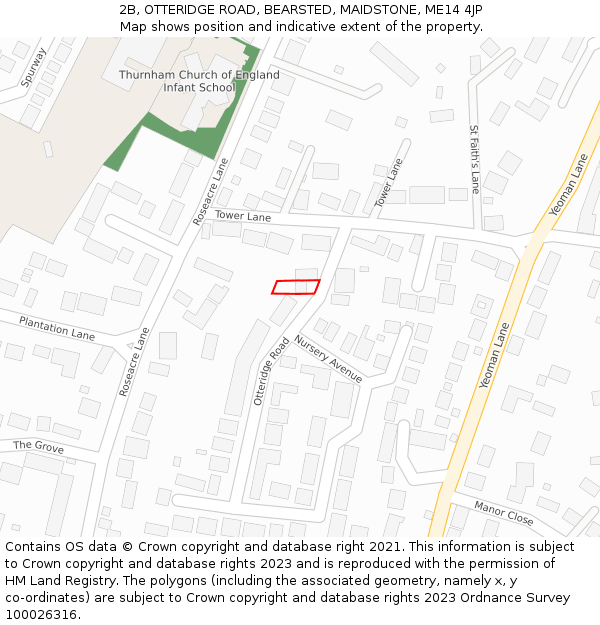 2B, OTTERIDGE ROAD, BEARSTED, MAIDSTONE, ME14 4JP: Location map and indicative extent of plot