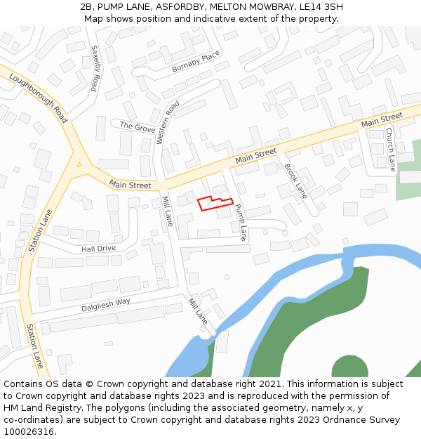 2B, PUMP LANE, ASFORDBY, MELTON MOWBRAY, LE14 3SH: Location map and indicative extent of plot