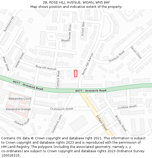 2B, ROSE HILL AVENUE, WIGAN, WN5 8AF: Location map and indicative extent of plot