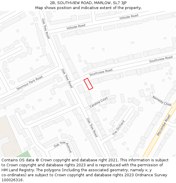 2B, SOUTHVIEW ROAD, MARLOW, SL7 3JP: Location map and indicative extent of plot