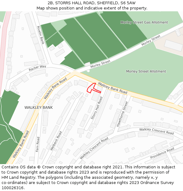 2B, STORRS HALL ROAD, SHEFFIELD, S6 5AW: Location map and indicative extent of plot