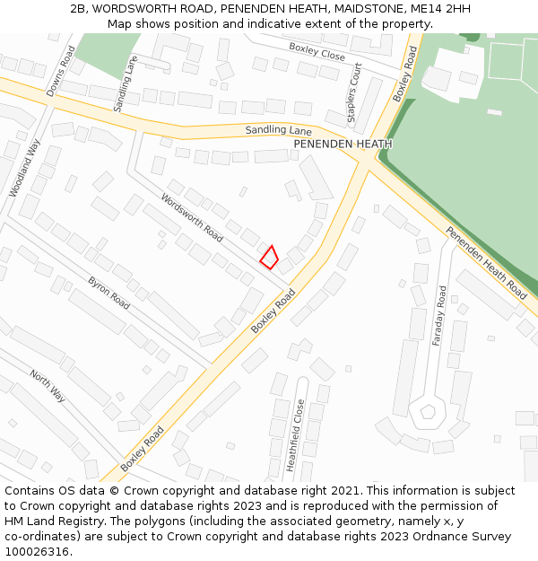 2B, WORDSWORTH ROAD, PENENDEN HEATH, MAIDSTONE, ME14 2HH: Location map and indicative extent of plot