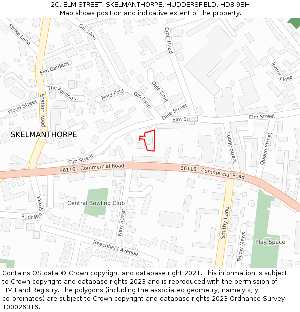 2C, ELM STREET, SKELMANTHORPE, HUDDERSFIELD, HD8 9BH: Location map and indicative extent of plot