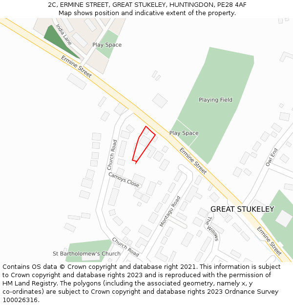 2C, ERMINE STREET, GREAT STUKELEY, HUNTINGDON, PE28 4AF: Location map and indicative extent of plot