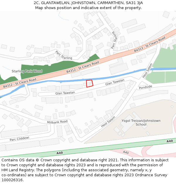 2C, GLANTAWELAN, JOHNSTOWN, CARMARTHEN, SA31 3JA: Location map and indicative extent of plot