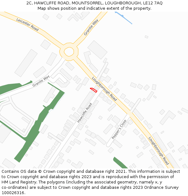 2C, HAWCLIFFE ROAD, MOUNTSORREL, LOUGHBOROUGH, LE12 7AQ: Location map and indicative extent of plot