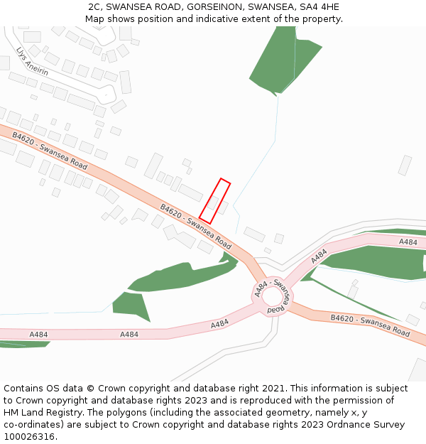 2C, SWANSEA ROAD, GORSEINON, SWANSEA, SA4 4HE: Location map and indicative extent of plot