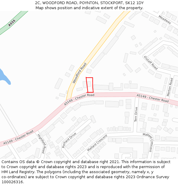 2C, WOODFORD ROAD, POYNTON, STOCKPORT, SK12 1DY: Location map and indicative extent of plot