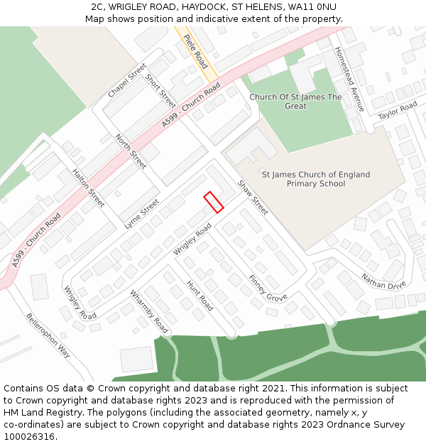 2C, WRIGLEY ROAD, HAYDOCK, ST HELENS, WA11 0NU: Location map and indicative extent of plot