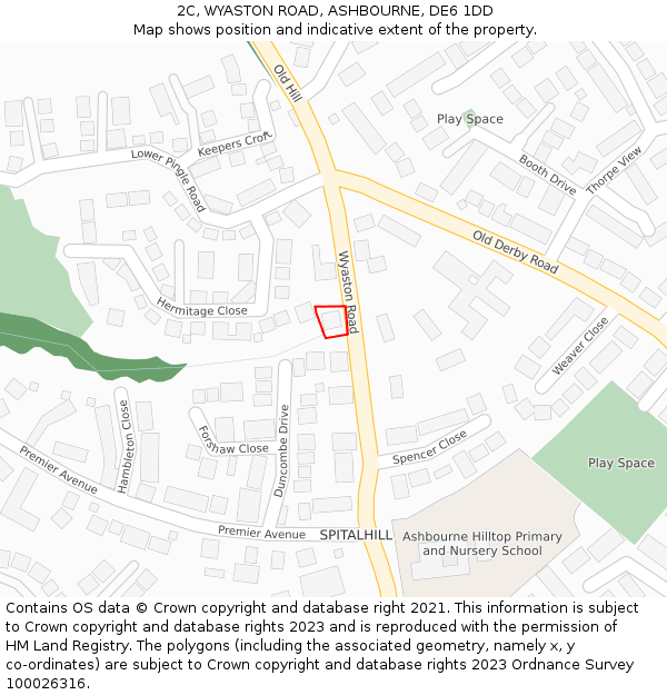 2C, WYASTON ROAD, ASHBOURNE, DE6 1DD: Location map and indicative extent of plot