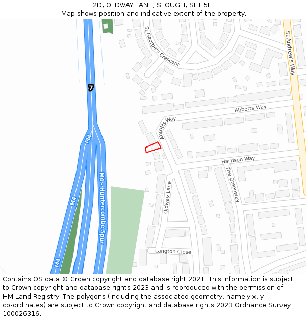 2D, OLDWAY LANE, SLOUGH, SL1 5LF: Location map and indicative extent of plot