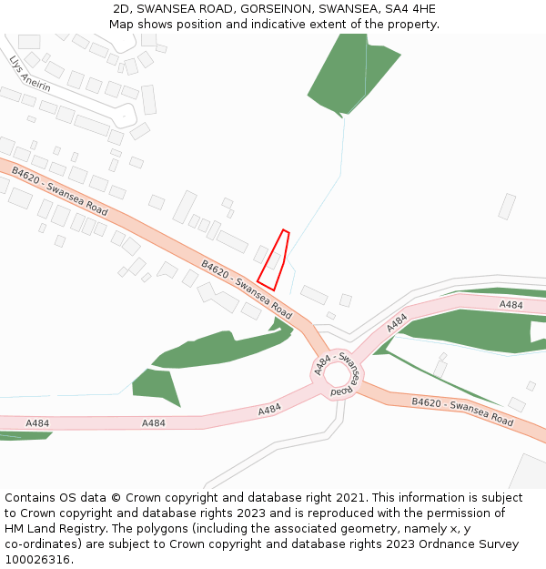 2D, SWANSEA ROAD, GORSEINON, SWANSEA, SA4 4HE: Location map and indicative extent of plot