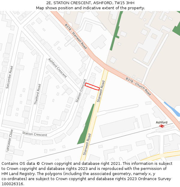 2E, STATION CRESCENT, ASHFORD, TW15 3HH: Location map and indicative extent of plot