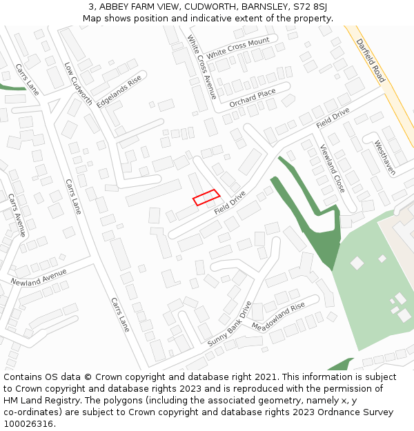 3, ABBEY FARM VIEW, CUDWORTH, BARNSLEY, S72 8SJ: Location map and indicative extent of plot
